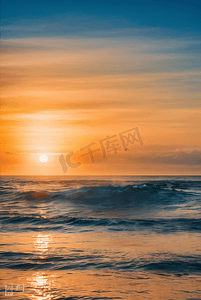 大海边日出日落海面风景