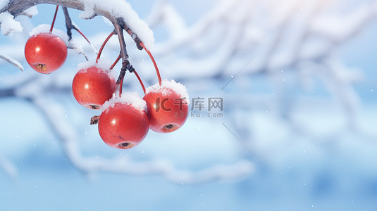 红色果子积雪覆盖5