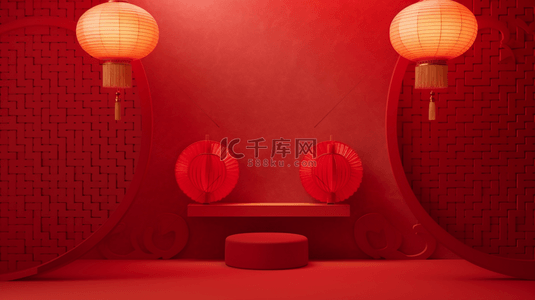 红色金灯笼背景图片_中国传统新年红金灯笼背景