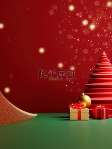 红色装饰背景图片_极简的圣诞元素背景16