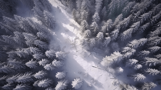 白雪皑皑的森林摄影照片_冬日里白雪皑皑的森林