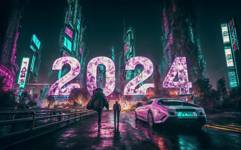 创意元旦背景图片_数字2024创意新年2024背景