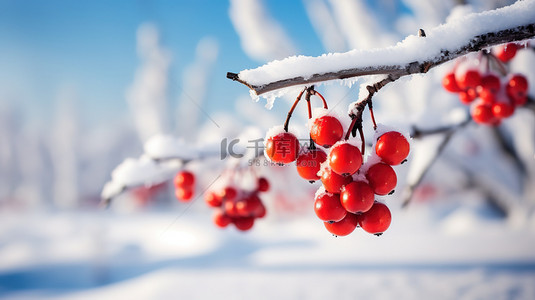 红色果子积雪覆盖1