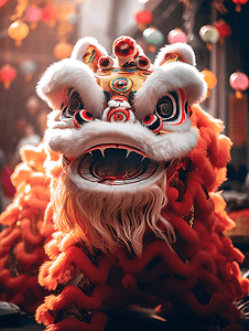 文化传统节日摄影照片_春节传统舞狮表演