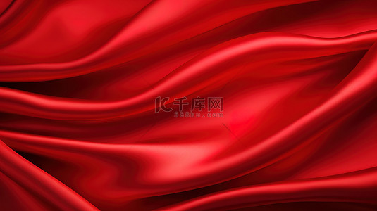 红色绸缎柔软褶皱面料3