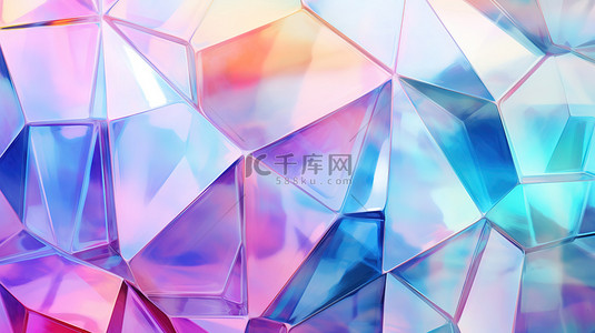 好看的几何形背景图片_透明玻璃几何形全息彩虹纹理4