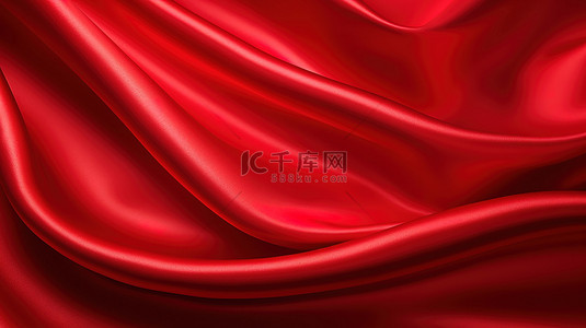 红色绸缎柔软褶皱面料4