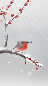 大雪关怀背景图片_国风花鸟冬天雪景节气背景