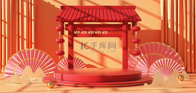 龙年中国风光影展台c4d