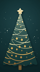 圣诞节扁平风绿色圣诞树背景