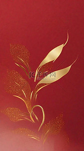 金色花朵背景背景图片_红金新年花朵贺卡邀请函背景