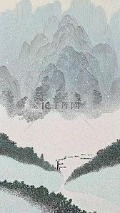 大雪节气背景图片_国风山水冬天雪景节气背景