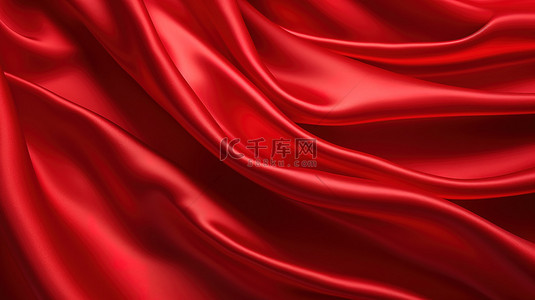 红色绸缎柔软褶皱面料1