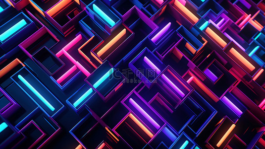 霓虹色几何图案科技背景3