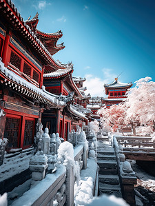 中国红墙古建筑积雪20