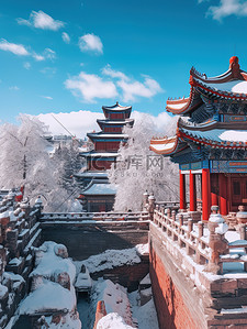 中国红墙古建筑积雪21