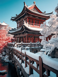 中国红墙古建筑积雪8