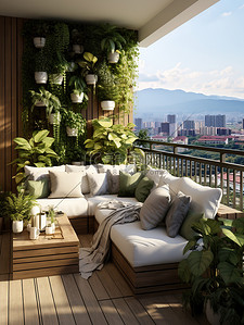 绿色植物的休闲公寓阳台7