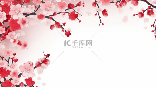 红色梅花灯笼背景图片_红色花艺边框简约造型背景17