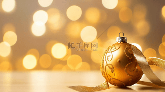小球背景图片_圣诞节金色质感圣诞装饰小球
