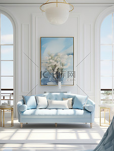 浅蓝色背景图片_轻奢家居客厅流行风格6