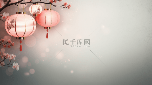 中国风梅花灯笼背景图片_红色喜庆中国风灯笼装饰背景17
