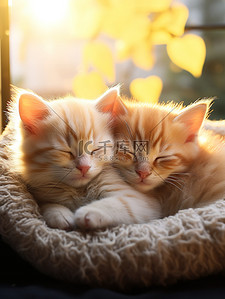 猫睡觉背景图片_窗台两只可爱的小猫15