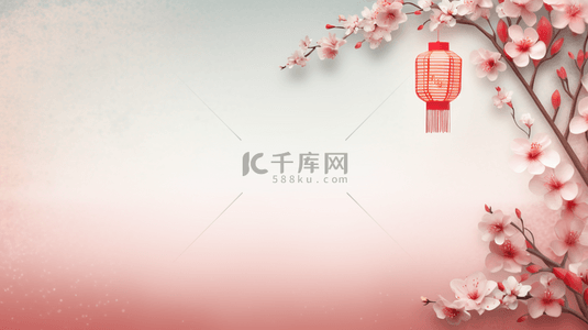 中国风梅花新年背景图片_红色喜庆中国风灯笼装饰背景13