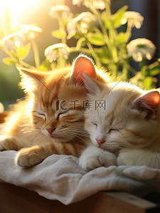 可爱治愈系背景图片_窗台两只可爱的小猫19