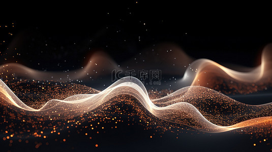 数字科技ppt背景图片_流动波粒子抽象艺术背景13