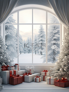 白色窗户圣诞节日装饰7