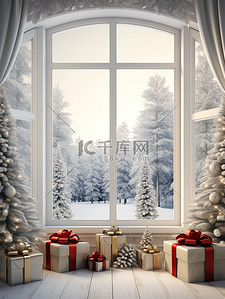 白色窗户背景图片_白色窗户圣诞节日装饰8