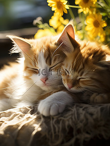 可爱系背景图片_窗台两只可爱的小猫2
