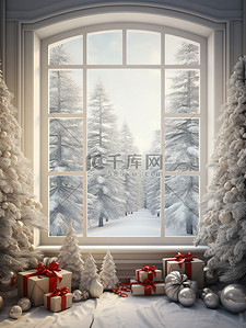 白色窗户圣诞节日装饰5