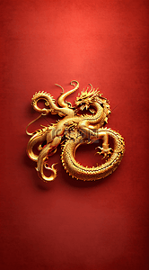 中国风复古春节背景图片_2024年金色中国风龙年福字红色背景19