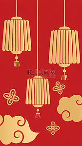 中国风新年通用红金灯笼背景