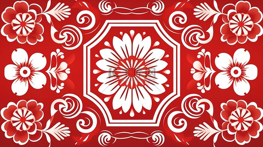 春节元素背景图片_红白中式边框新年元素14