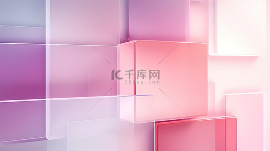 粉红色透明方块几何拼接背景11