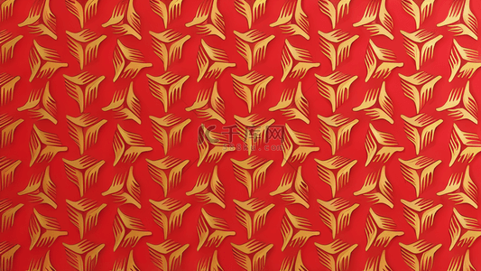 红金色新年国风中式花纹平铺无缝底纹25