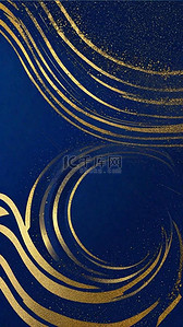 中式蓝背景图片_中式蓝金色国风新年肌理磨砂质感金箔背景