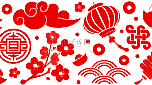 新年红色国风中式花纹平铺底纹