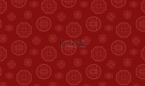 红色背景平铺背景图片_红色简约中式图案平铺新年节日背景