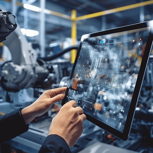 工业摄影照片_自动化机械臂机在智能工厂中的应用汽车工业工业第四次物联网数字化制造操作
