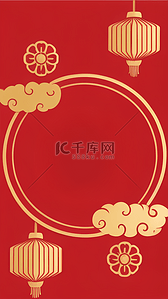 红色金灯笼背景图片_中国风新年通用红金灯笼背景
