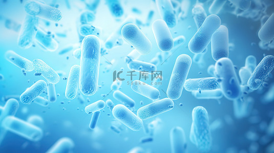 大肠杆菌背景图片_蓝色背景上的大肠杆菌5