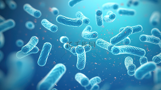 大肠杆菌背景图片_蓝色背景上的大肠杆菌3
