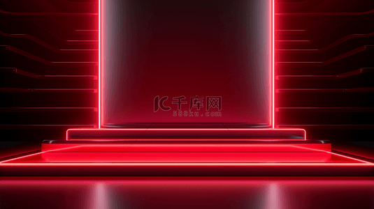 商务大气几何简约背景图片_红色现代感光效舞台创意背景25