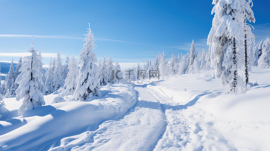 阳光明媚雪景森林雪山11