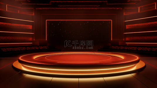 圆形创意背景背景图片_红色现代感光效舞台创意背景12