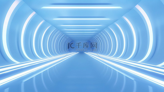 浅蓝色未来隧道背景11